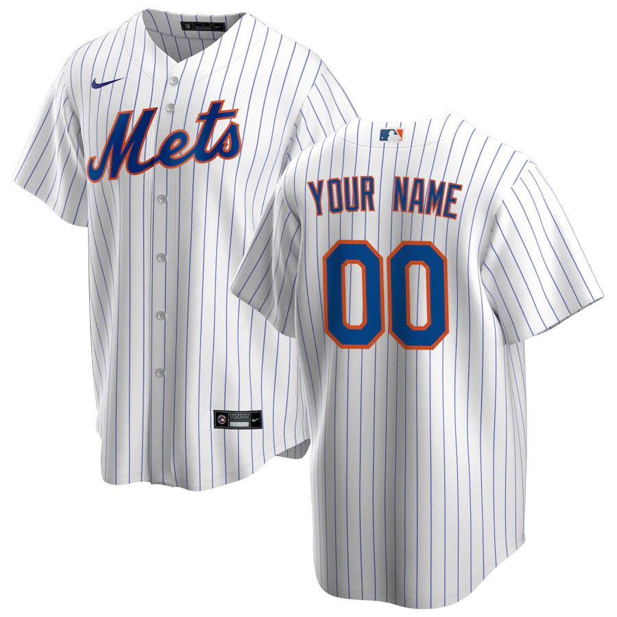 Youth New York Mets Nike White Home Replica Custom MLB Jerseys